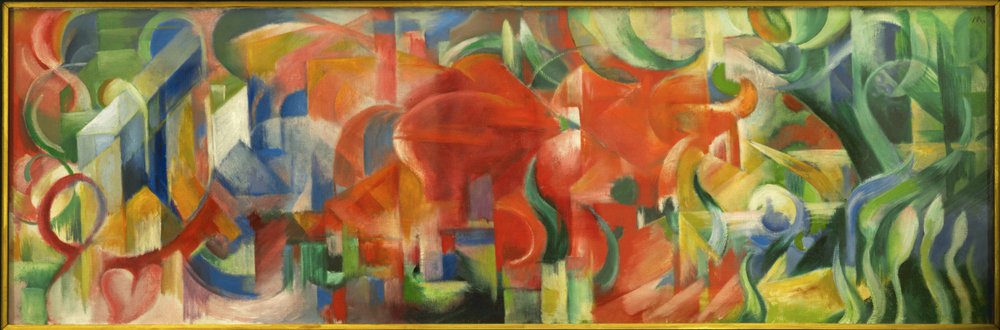 Spielende Formen (maleri på lærred) af Franz Marc