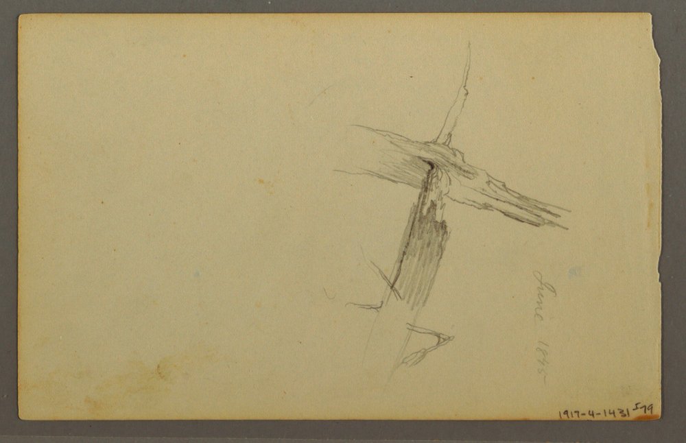 Tegning, studie af skyer, bjergside, 1844 af Frederic Edwin Church