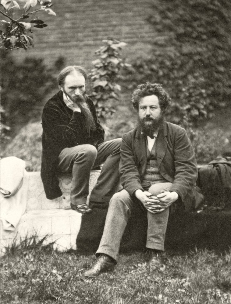 Portrætfotografi af Sir Edward Burne-Jones (1833-98) og William Morris (1834-96) af Frederick Hollyer (1837-1933) (sepiafoto) af Frederick Hollyer
