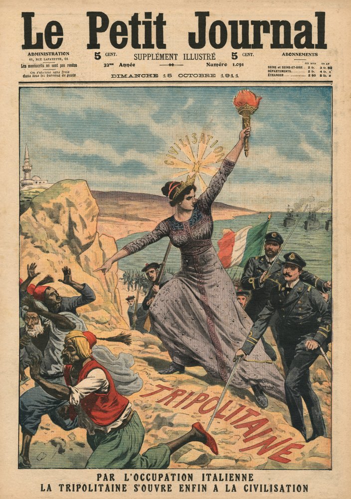 Italien leverer civilisation til Tripolitanien, illustration fra 