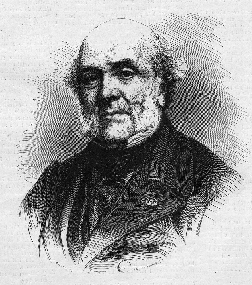 Portræt af Frederic Auguste Demetz (1796-1873), fransk advokat, grundlægger af landbrugskolonien og fængsel i Mettray, der havde til hensigt at rehabilitere unge kriminelle. Indgravering i "" Le Monde Illustré"" nr. 866 af 15. november af French School