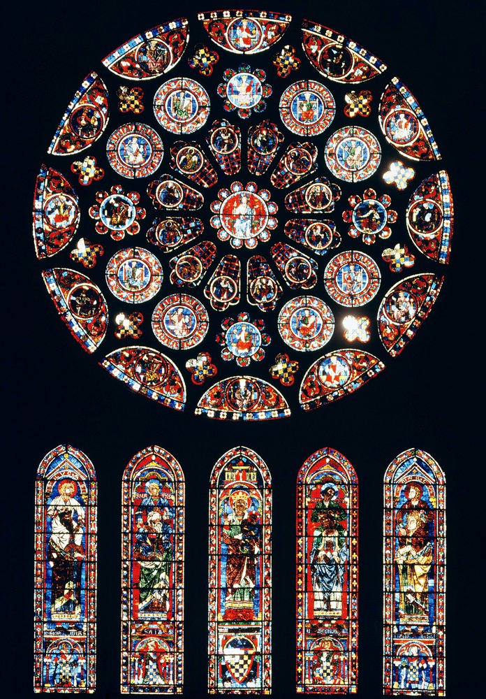 Rose og lancetvinduer fra sydvæg, ca.1224 af French School