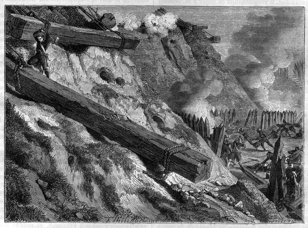 Belejringen af Dantzig (nuværende Gdansk) den 19. marts 1807 under den fjerde koalitionskrig - Jægeren Francois Valles heltemod under belejringen af Dantzig - i "Imperiets historie efter konsulatets historie" af Adolphe Thier af French School