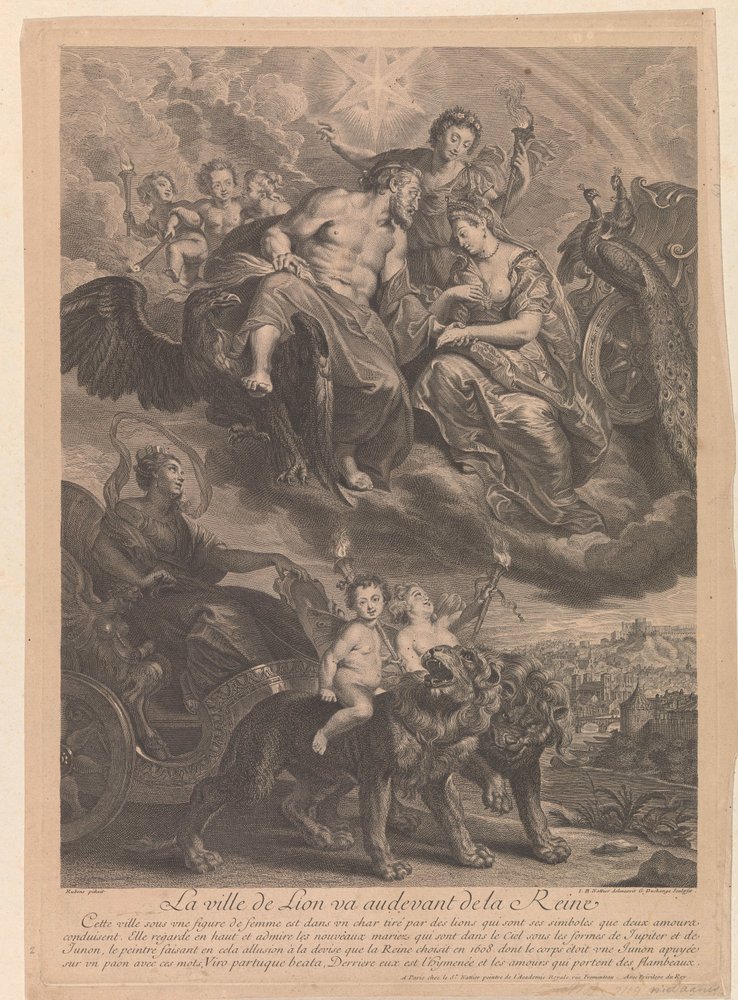 Lyon går for at møde dronningen La ville de Lion va audevant de la Reine (titel på objektet) af Gaspard Duchange