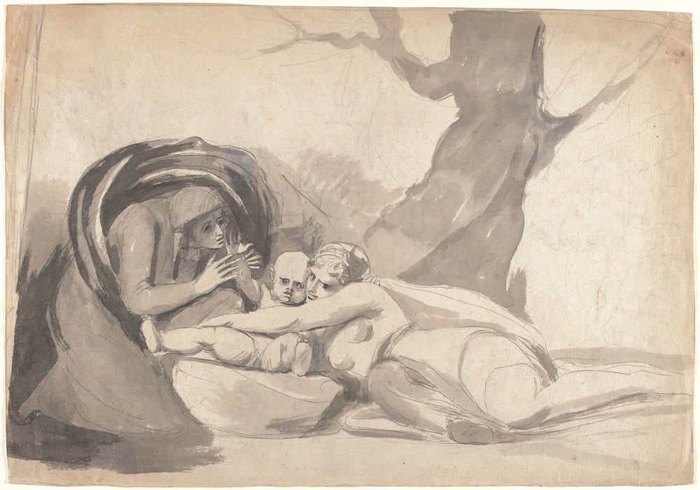 Den unge Shakespeare, opfostret af tragedien og komedien af George Romney