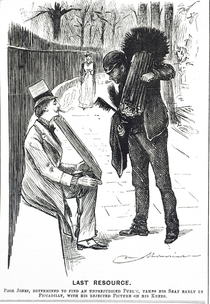 Tegneserie, der viser en skorstensfejer og hans børster af George du Maurier