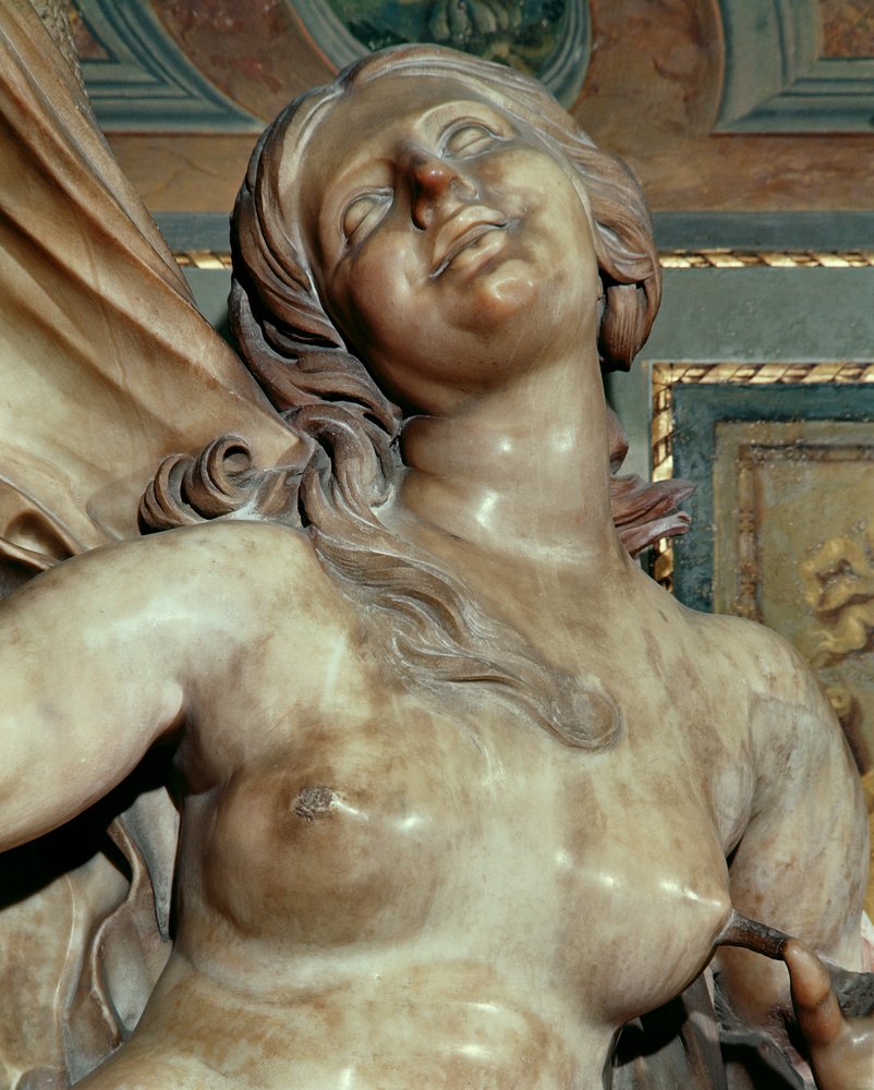 Truth Unveiled by Time, detalje af hovedet, ca. 1645-52 marmor af Gian Lorenzo Bernini