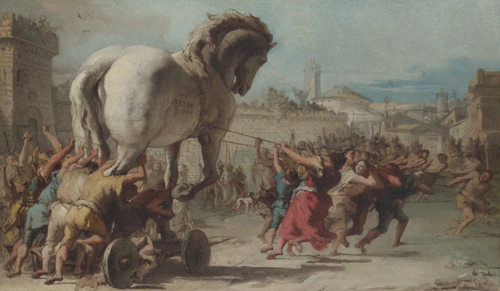 The Procession of the Trojan Horse in Troy, ca. 1760 (olie på lærred) af Giandomenico (1727-1804) Tiepolo