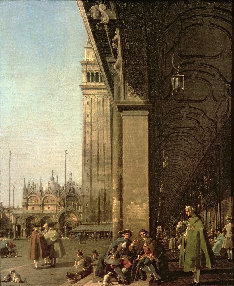Venedig: Piazza di San Marco og Colonnade of the Procuratie Nuove, ca. 1756 af Giovanni Antonio Canal