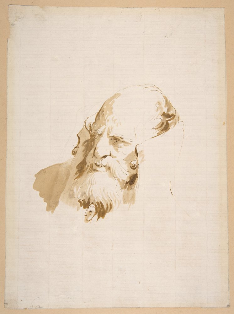 Hoved af en mand med høj krave af Giovanni Battista Tiepolo