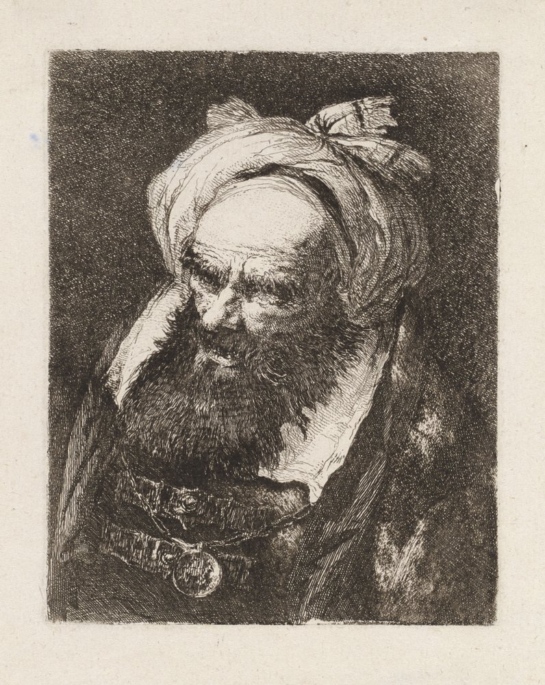 Ældre mand med turban, fra Raccolta di Teste (Samling af hoveder) af Giovanni Domenico Tiepolo