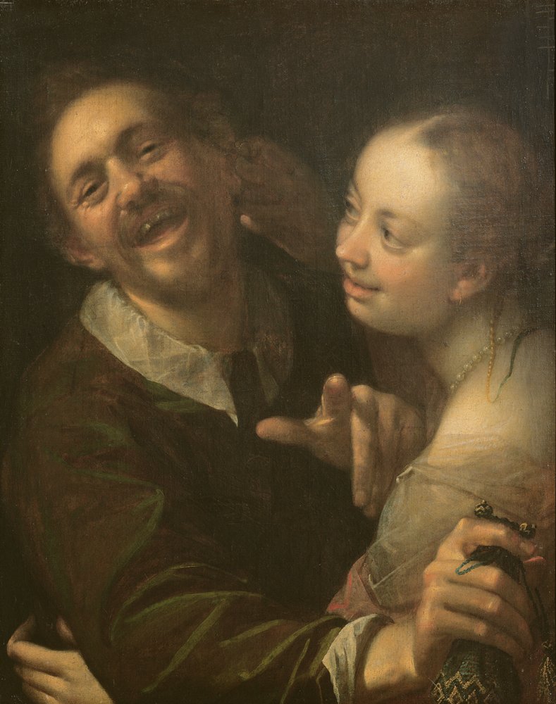 Et leende par, kunstnerens selvportræt med sin hustru, 1596 af Hans von Aachen
