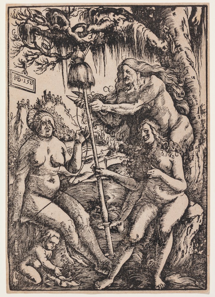 De tre skæbnegudinder Lachesis, Atropos og Klotho af Hans Baldung Grien
