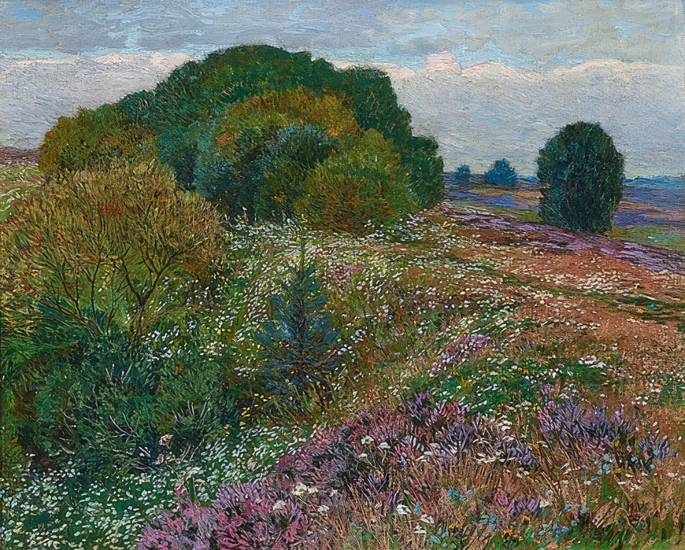 I kanten af ​​lyngen (Heidelandschaft I). 1909 af Heinrich Vogeler