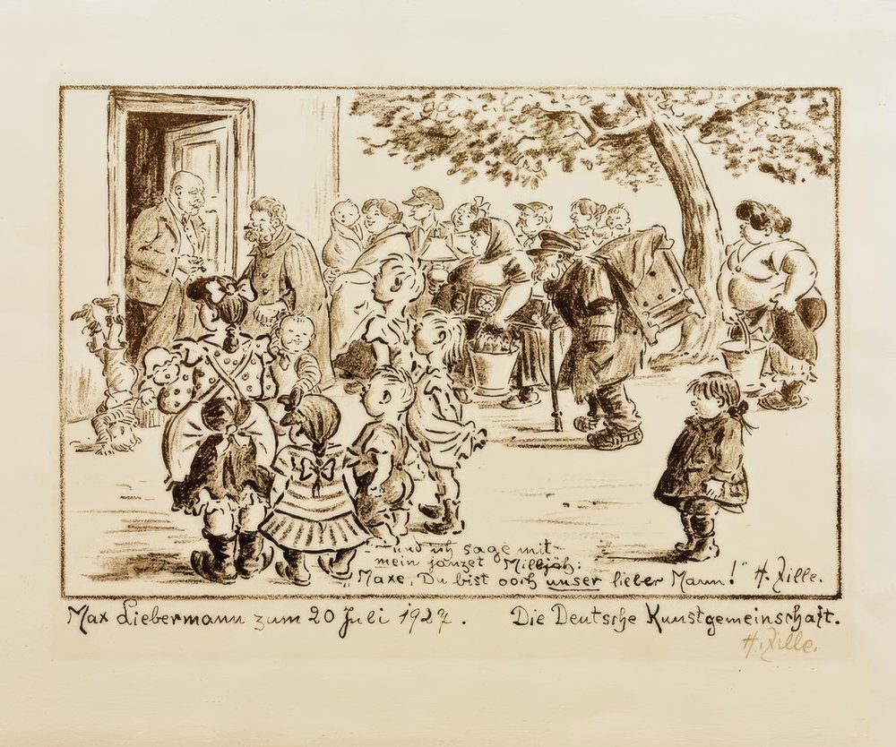 Fødselsdagsark til Liebermann / H.Zilles 80 års fødselsdag af Heinrich Zille