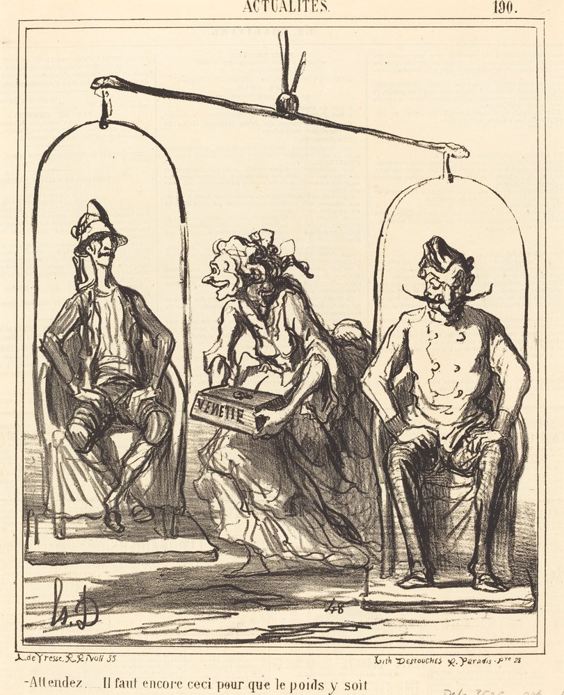 Vent...vi har stadig brug for det her... af Honoré Daumier