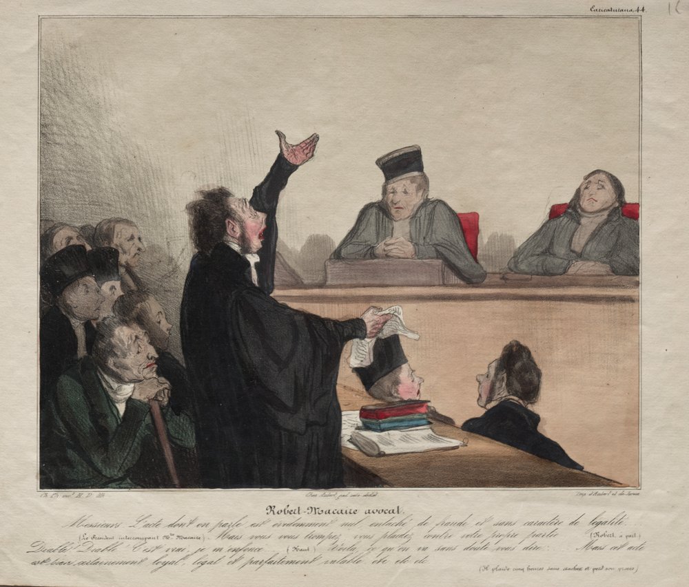 Caricaturana, plade 44: Robert-Macaire, advokat af Honoré Daumier