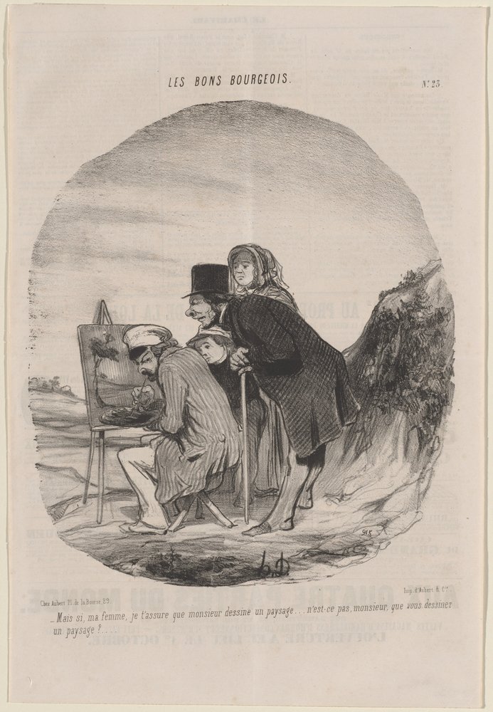 Gentleman tegner et landskab af Honoré Daumier