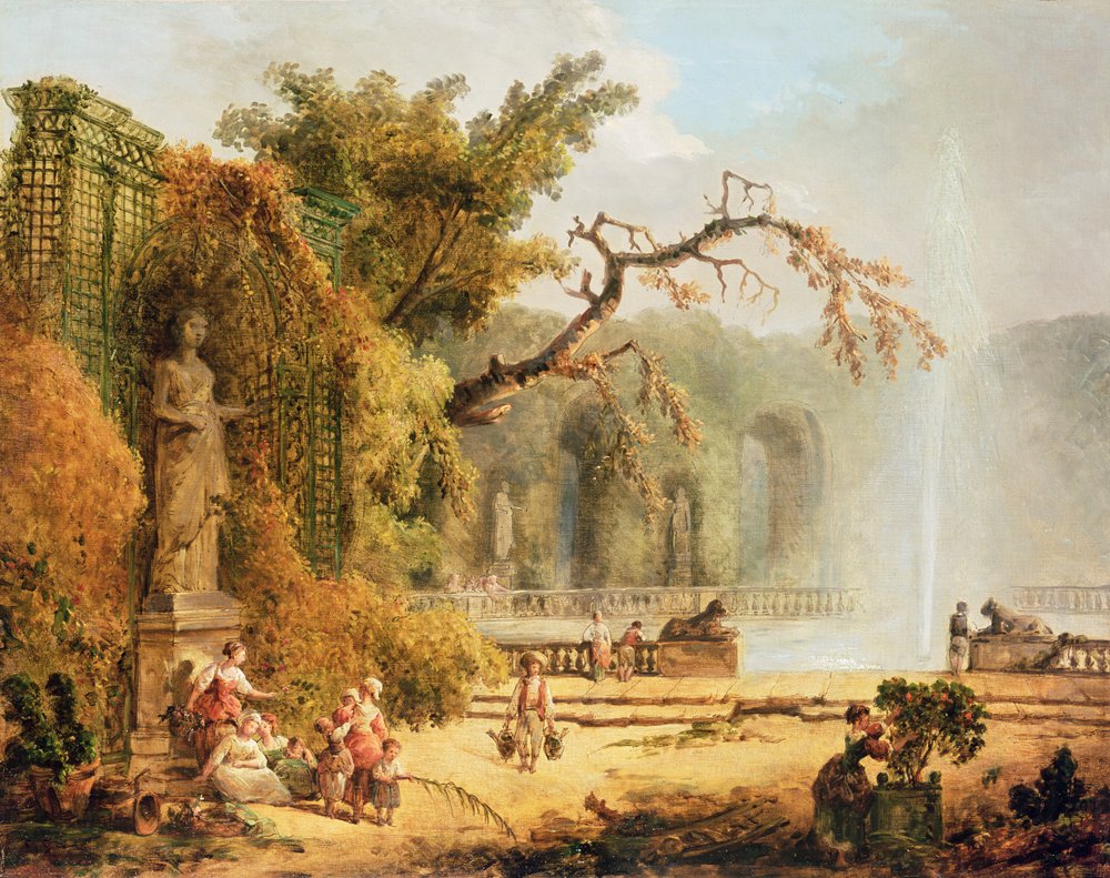 Romantisk havescene af Hubert Robert