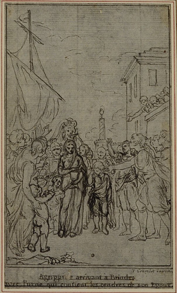 Studie til en illustration i Tacitus "Tiberius, or The Six First Books of the Annals", Book III, Vol. 2, 2nd Study af Hubert Francois Gravelot
