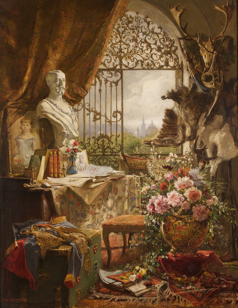 Stilleben med en buste af kronprins Rudolf af Hugo Charlemont