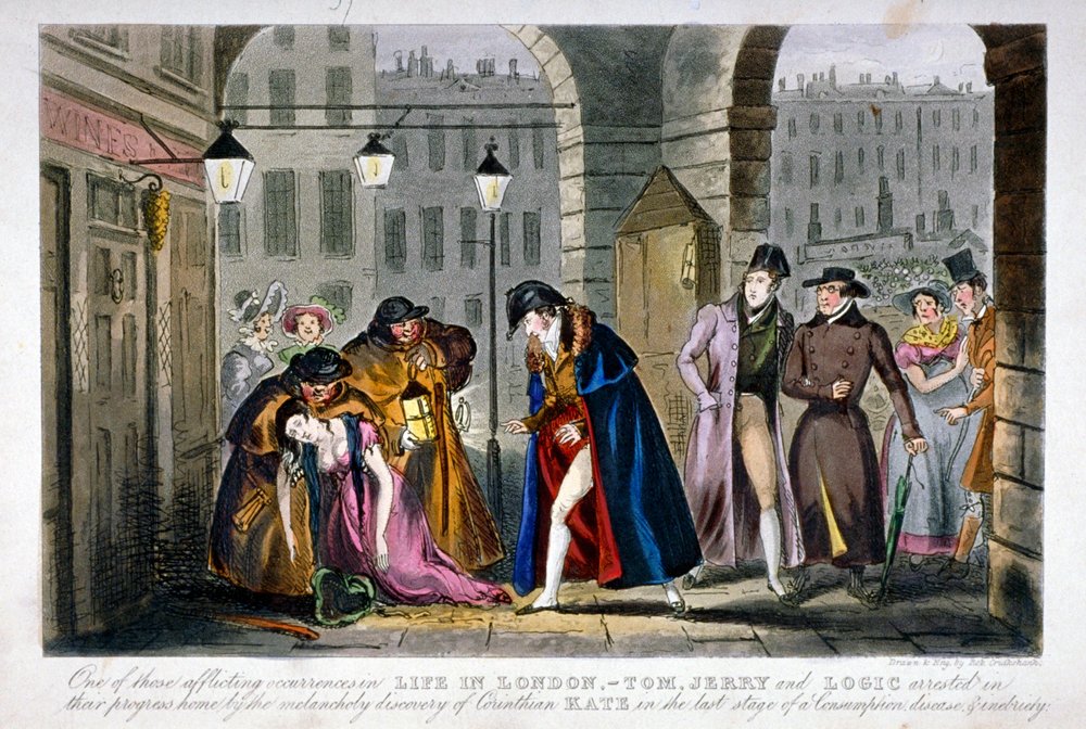 Scene i Covent Garden, Westminster, London, 1830 af Isaac Robert Cruikshank