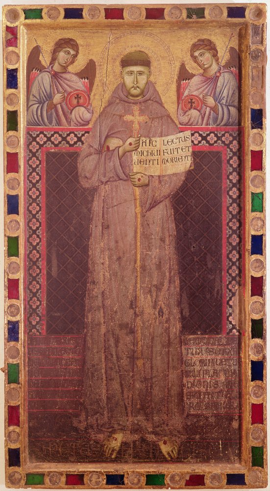 St. Francis and Angels, ca. 1250-1300 (tempera på panel) af Italian School