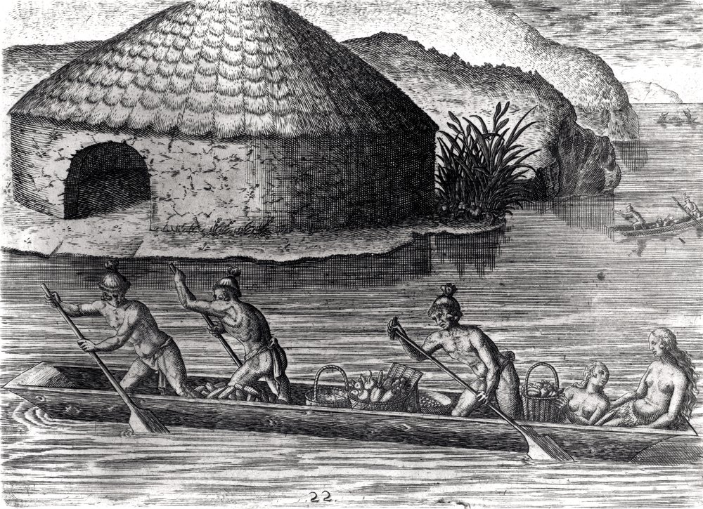 Florida-indianere, der opbevarer deres afgrøder i det offentlige kornmagasin, fra 