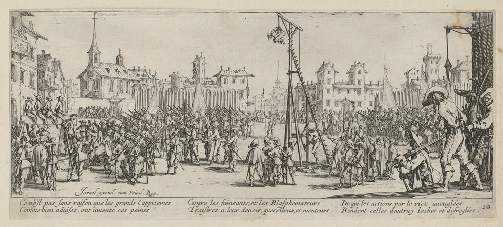 Vippegalgen, blad 10 i serien »Krigens rædsler« af Jacques Callot
