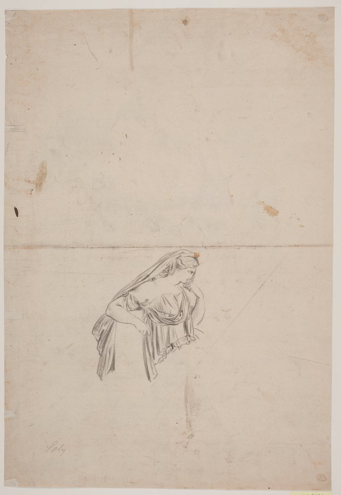 Studie til sørgende kvindefigur af Jacques-Francois-Joseph Saly