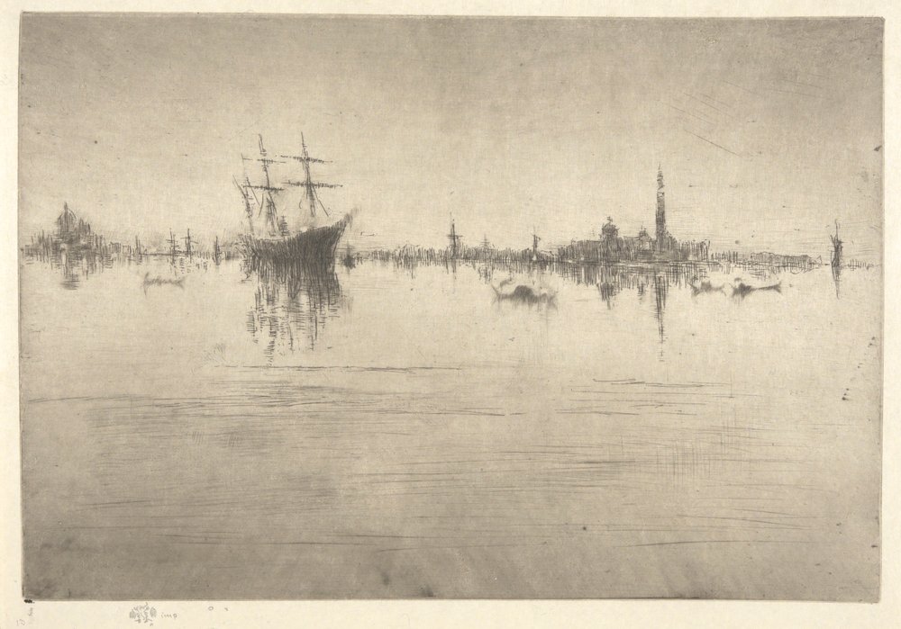 Nocturne, fra det første Venedig-sæt (Venedig, en serie af tolv ætsninger) af James Abbott McNeill Whistler