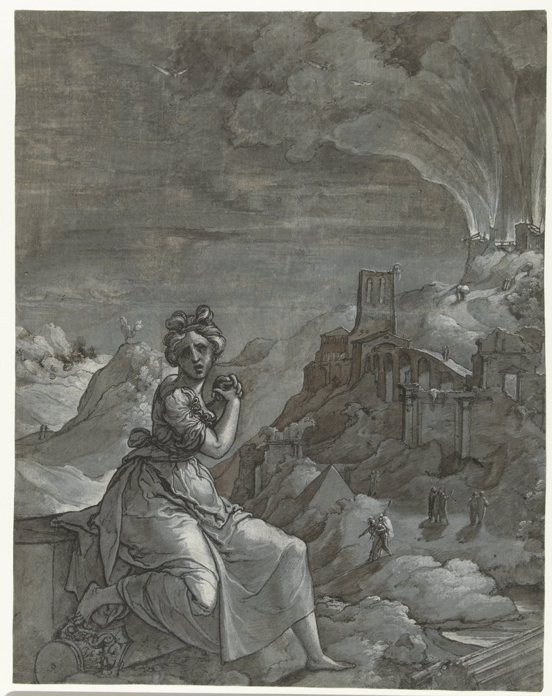 Cassandra sørger over ødelæggelsen af Troja, 1550-55 af Jan Swart Van Groningen