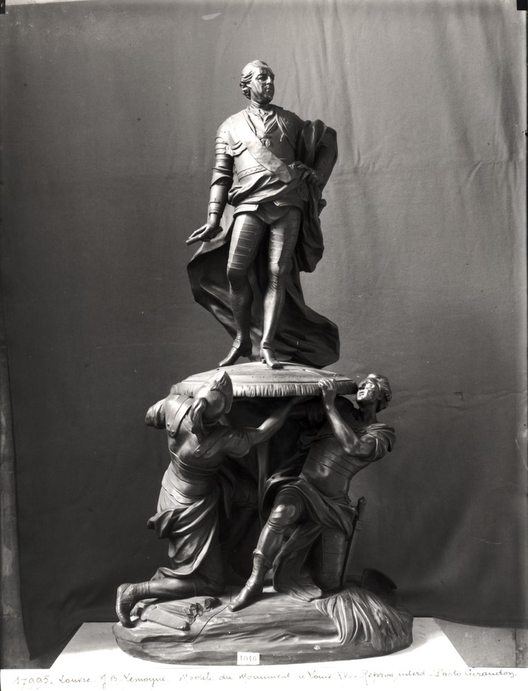 Model til Louis XV-monumentet (1710-74) designet til Place Royale i Rouen, 1772 (bronze) af Jean Baptiste II Lemoyne