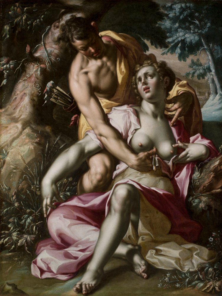 Cephalus og Procris (Procris' død) af Joachim Anthonisz Wtewael