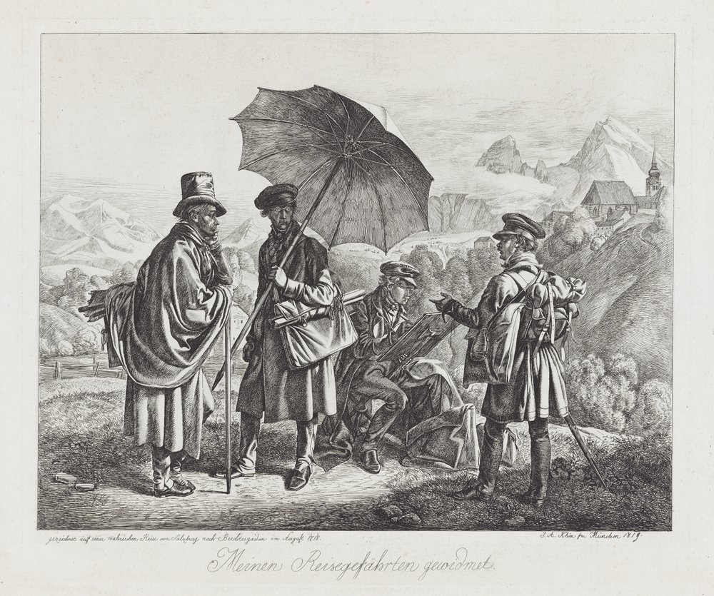 The Artists on their Journey, pub. 1819 af Johann Adam Klein