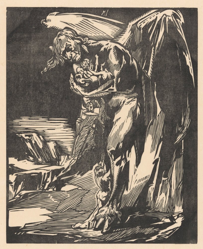 Satan med skikkelser i armene af Johannes Josephus Aarts