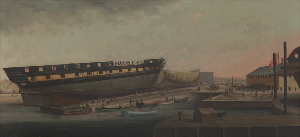 Ophevede Hans Majestæts Fregat Diana på Blackburns Yard, nær Plymouth af John Rogers