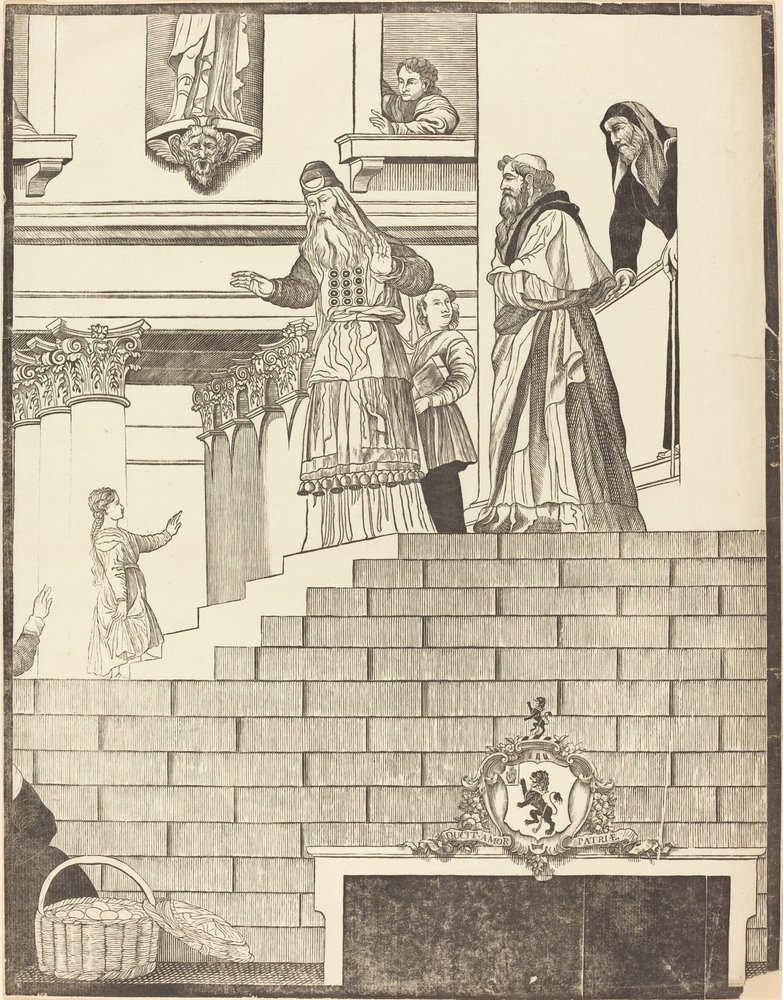 Præsentation af jomfruen i templet [højre plade] af John Baptist Jackson after Titian