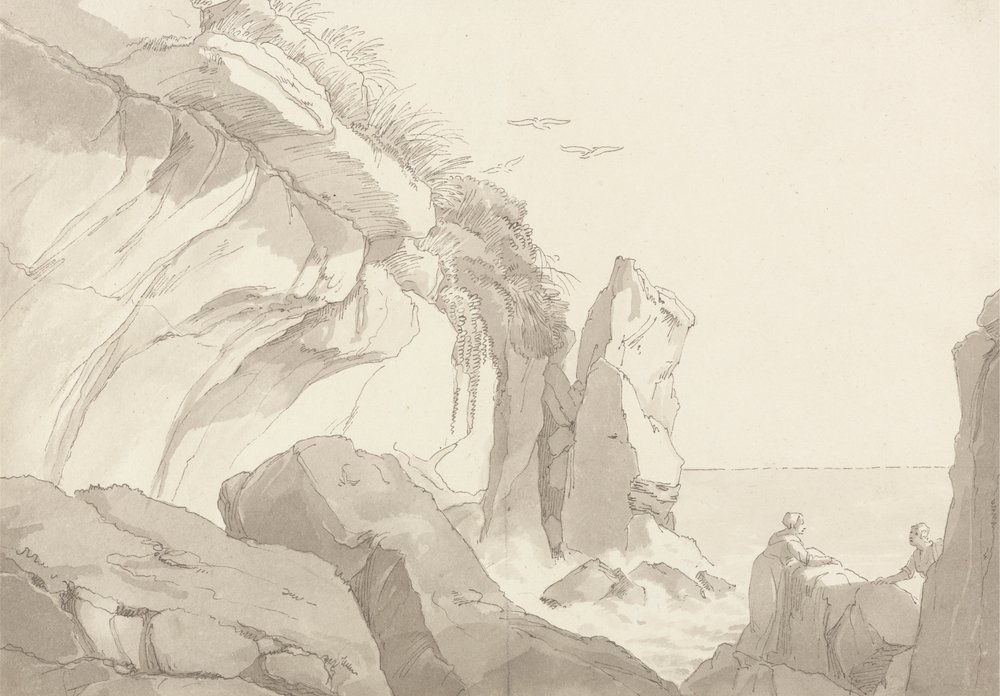 The Warren Near Exmouth, Devon: Figures on Rocks at the Sea's Edge