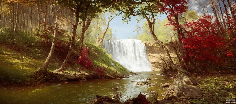 JJM genskaber Bierstadt-A: Minnehaha Falls af Josef Johann Michel