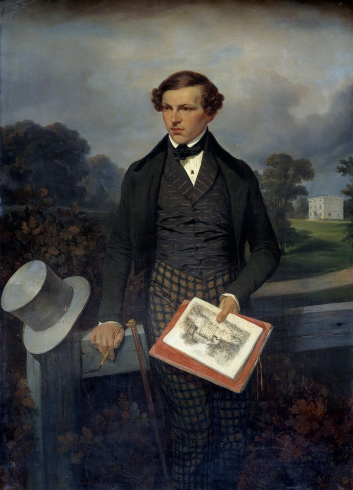 Portræt af Gustave de Maupassant, forfatterens far. Maleri af Joseph Louis Hippolyte Bellange (1800-1866) af Joseph-Louis Hippolyte Bellange
