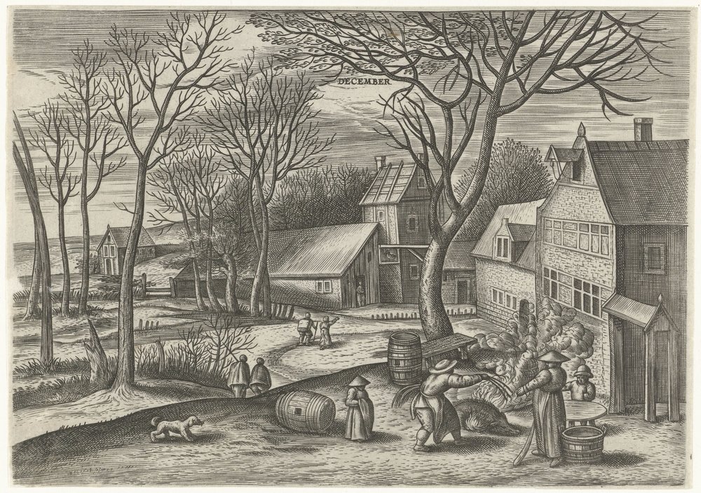 december (titel på objekt) De tolv måneder (serietitel) af Julius Goltzius