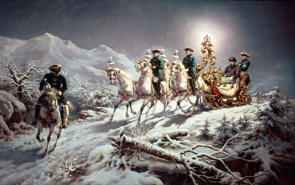 Ludwig II (1845-86) af Bayern Slæde om natten fra Neuschwanstein til Linderhof, 1888 af Karl Gottlieb Wenig