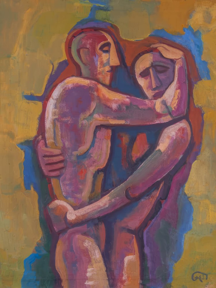 Kæmpende mænd af Karl Hofer