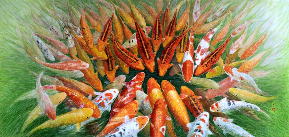Confrontation, 2012 (Østlig Gouache på rispapir) af Komi Chen