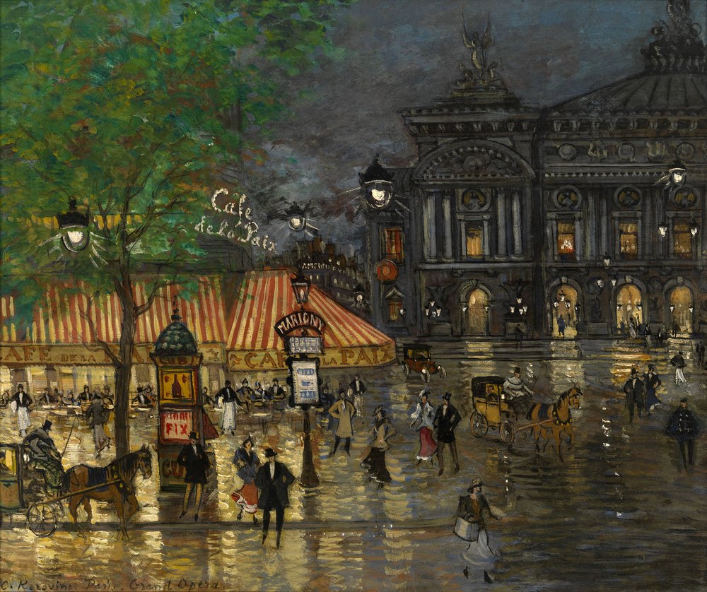 Place de l’Opéra, Paris - Postimpressionisme, tidligt 20. århundrede - Privat samling af Konstantin Alekseevich Korovin