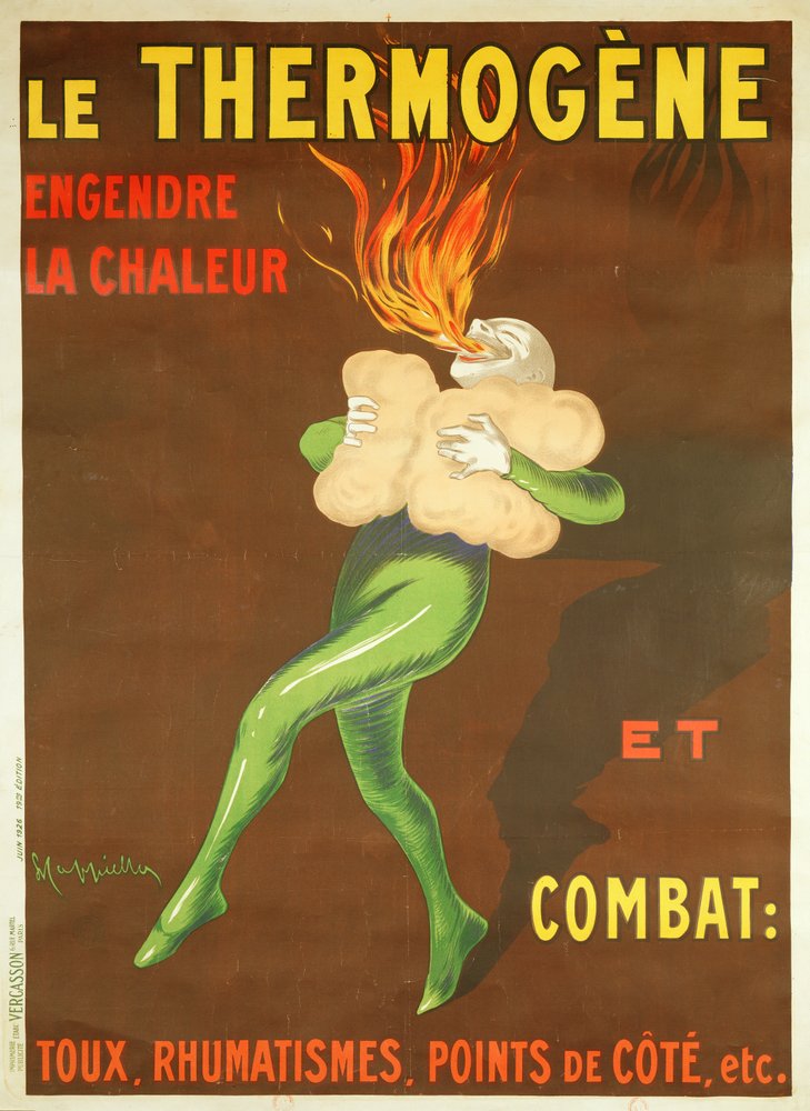 Plakat med reklame for varmepuden "Thermogene", 1926 af Leonetto Cappiello