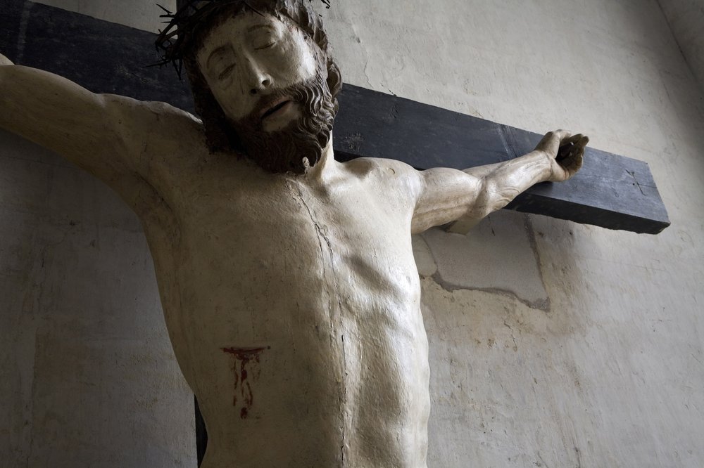 Kristus på korset, detalje (malet træ) af Ligier Richier