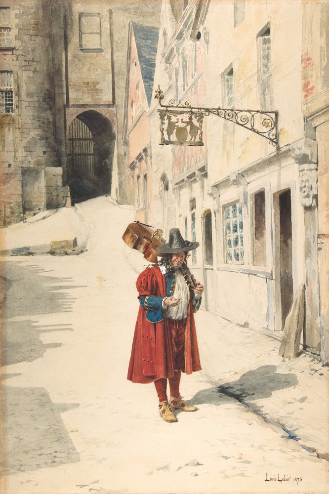 Vandrende Minstrel, Gamle Nürnberg, 1843-84. af Louis Leloir
