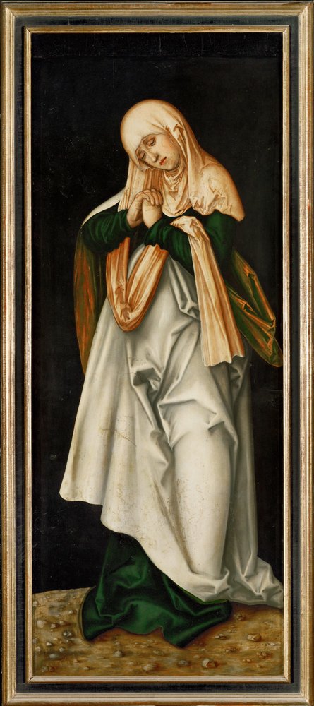 Den lidende hellige Maria, den indre fløj af et alter (maleri på lindetræ) af Lucas the Elder Cranach
